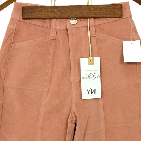 YMI Pants Womens 26 Juniors 3 Flare High Rise Corduroy Mauve Dusty Pink New - Picture 2 of 10
